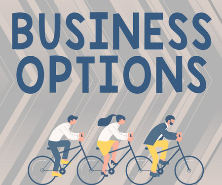 Handwriting text Business Options. Word Written on trade of value from one party to another for...