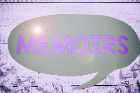 Handwriting text Memoirs. Concept meaning collection of memories that individual writes about moments or eventの写真素材