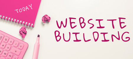 Sign displaying Website Building. Business idea site is constructed according to the clients needs Typing Online Member Name Lists, Creating New Worksheet Filesの写真素材