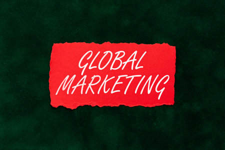 Text showing inspiration Global Marketing. Business approach motivating showing to act towards achieving a common goalの写真素材