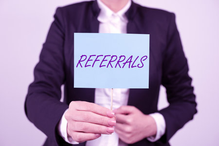 Conceptual display Referrals. Business approach conditions that form the setting which something is experiencedの写真素材