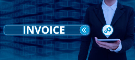 Sign displaying Invoice. Business approach commercial document that itemizes transaction between...
