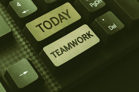 Hand writing sign Teamwork. Business concept the group s is collaborative effort to accomplish a...