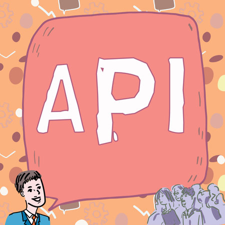 Hand writing sign Api. Business showcase set of routines, protocols, and tools for building software...