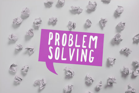 Hand writing sign Problem Solving. Business concept having a good capability of finding a solution to an issueの写真素材