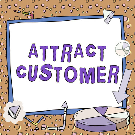 Conceptual display Attract Customer. Business approach investigation into a person s is origins and previous history New Ideas Presented On Presentation Board With Charts And Arrows Around,の写真素材