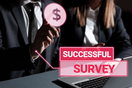 Conceptual display Successful Survey. Concept meaning a chronicle displaying great success achieved...