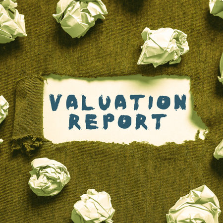 Handwriting text Valuation Report. Business idea process of converting an idea into a video Filmaking Typing Online Website Informations, Editing And Updating Ebook Contentsの写真素材