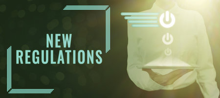 Handwriting text New Regulations. Business concept latest established laws enforced by government or...