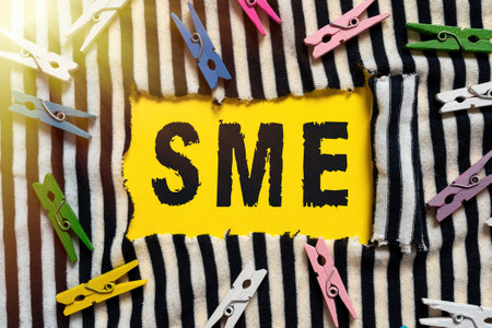 Conceptual caption Sme. Business idea small to midsize enterprise maintain revenues asset number of employeeの写真素材
