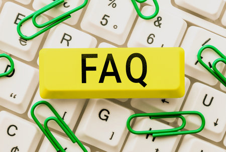 Sign displaying Faq. Business approach list of frequently asked questions and answers on a particular topicの写真素材