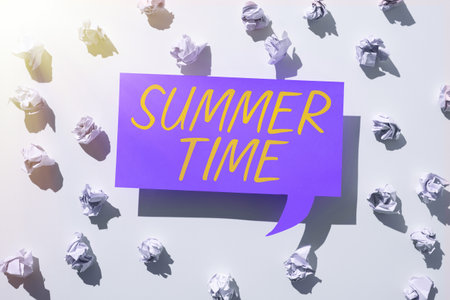 Text caption presenting Summer Time. Internet Concept the hottest season of the year characterized by short nightsの写真素材