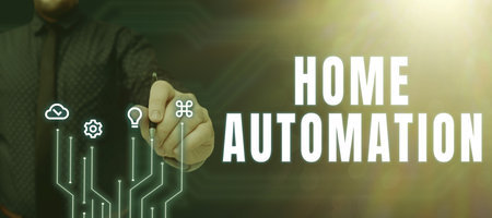 Conceptual caption Home Automation. Business approach monitoring the electrical activity of the house using technologyの写真素材