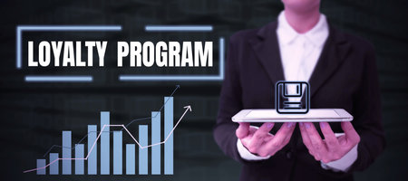 Sign displaying Loyalty Program. Business overview marketing effort that provide incentives to...