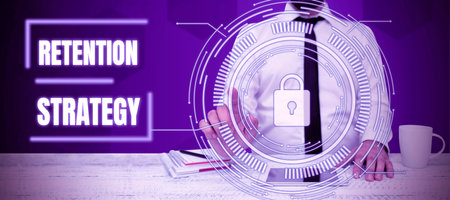 Text showing inspiration Retention Strategy. Internet Concept activities to reduce employee turnover and attritionの写真素材