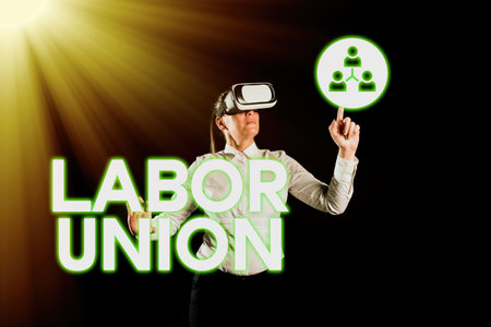 Handwriting text Labor Union. Concept meaning rules relating to rights and responsibilities of...