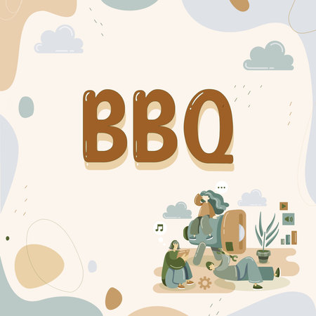 Inspiration showing sign Bbq. Business idea usually done outdoors by smoking meat over wood or charcoalの写真素材