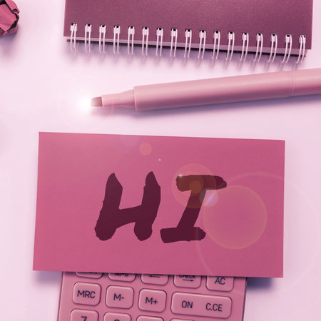 Handwriting text Hi. Concept meaning used as a greeting or to begin a telephone conversation Greet...