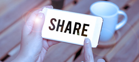 Text showing inspiration Share. Business concept part or portion larger amount which is divided among number of showingの写真素材