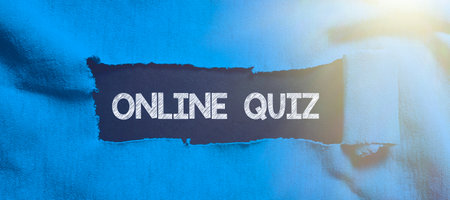 Handwriting text Online Quiz. Business idea game or a mind sport that are published on the Internetの写真素材