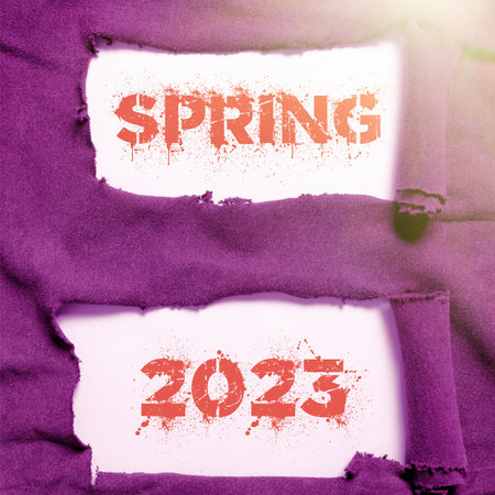 Conceptual display Spring 2023. Business concept time of year where flowers rise following winter...