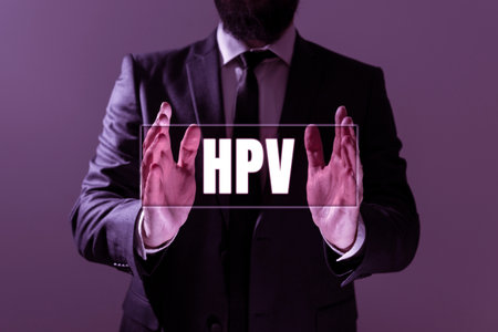 Inspiration showing sign Hpv. Internet Concept Group of viruses that affect your skin and the moist membranesの写真素材