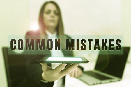 Text showing inspiration Common Mistakes. Business idea actions that are often used interchangeably with errorの写真素材