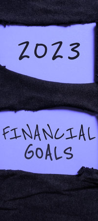 Writing displaying text 2023 Financial Goals. Internet Concept Highest quality done in all fields preparing for the next yearの写真素材