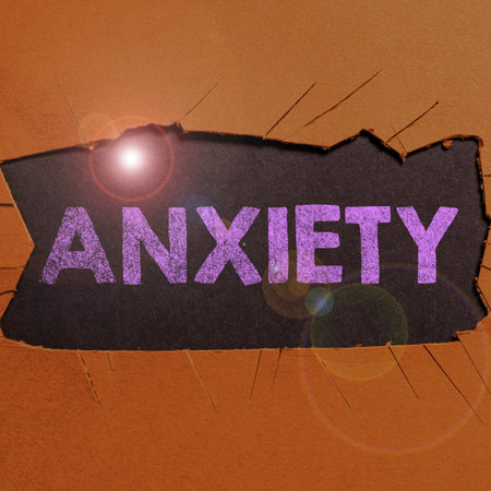 Text caption presenting Anxiety. Word Written on Excessive uneasiness and apprehension Panic attack syndromeの写真素材