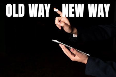 Text caption presenting Old Way New Way. Business concept talking how you can do it such as the action you can takeの写真素材