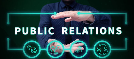 Writing displaying text Public Relations. Business idea Communication Media People Information Publicity Socialの写真素材