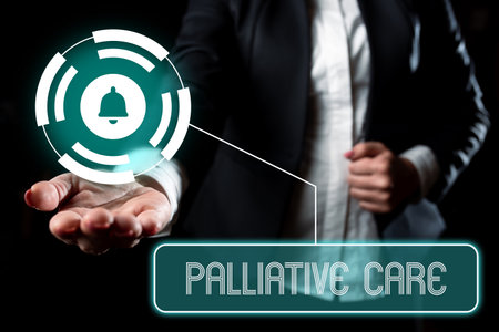 Handwriting text Palliative Care. Conceptual photo specialized medical care for showing with a serious illnessの写真素材