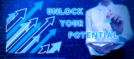 Conceptual caption Unlock Your Potential. Word Written on Unleash the abilities that may lead to future successの写真素材
