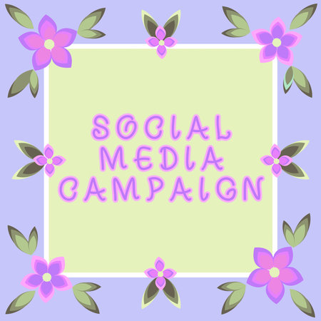 Text sign showing Social Media Campaign. Business overview Use of social networks to promote brands or servicesの写真素材