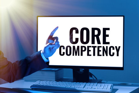 Sign displaying Core Competency. Business showcase harmonized combination of multiple resources and...