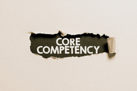 Handwriting text Core Competency. Word Written on harmonized combination of multiple resources and skillsの写真素材