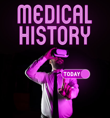 Handwriting text Medical History. Word for A record of information about a person s is health and medicareの写真素材