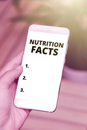 Text showing inspiration Nutrition Facts. Concept meaning detailed information about a food s is nutrient contentの写真素材
