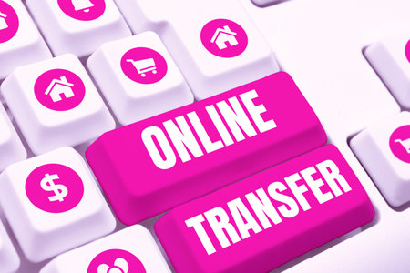Text sign showing Online Transfer. Internet Concept authorizes a fund transfer over an electronic...