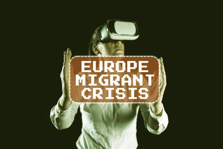 Text caption presenting Europe Migrant Crisis. Internet Concept European refugee crisis from a period beginning 2015の写真素材