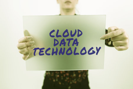 Writing displaying text Cloud Data Technology. Word for Save and access data and programs over the...