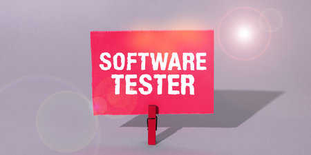 Text caption presenting Software Tester. Word for implemented to protect software against malicious...