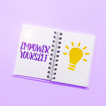 Text sign showing Empower Yourself. Internet Concept taking control of life setting goals positive choicesの写真素材