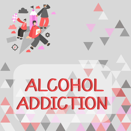 Text sign showing Alcohol Addiction. Business concept characterized by frequent and excessive consumption of alcoholic beveragesの写真素材