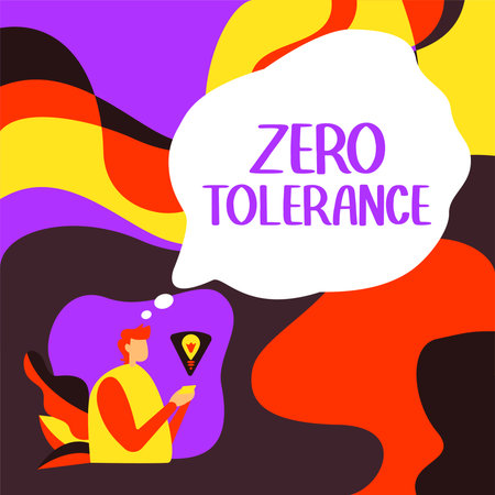 Text caption presenting Zero Tolerance. Business idea refusal to accept antisocial behaviour or improper behaviourの写真素材