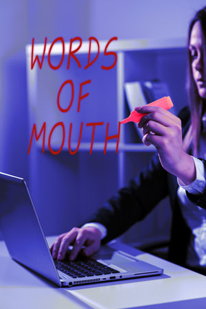Writing displaying text Words Of Mouth. Business approach simple statement can help heal hurt or...