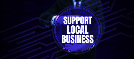 Text caption presenting Support Local Business. Business showcase increase investment in your country or townの写真素材