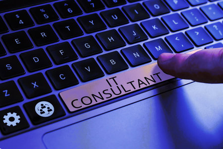 Handwriting text It Consultant. Business showcase Focuses on advising organizations how to manage...