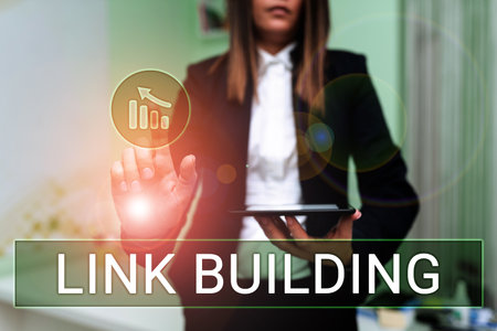 Text caption presenting Link Building. Business concept SEO Term Exchange Links Acquire Hyperlinks Indexedの写真素材