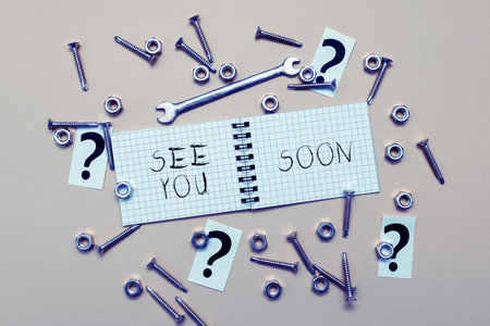 Writing displaying text See You Soon. Business overview used for saying goodbye to someone and going to meet again soonの写真素材